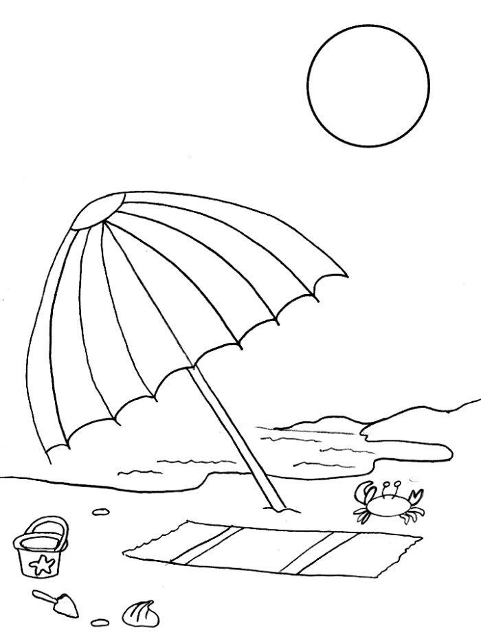 Beach printable coloring pages