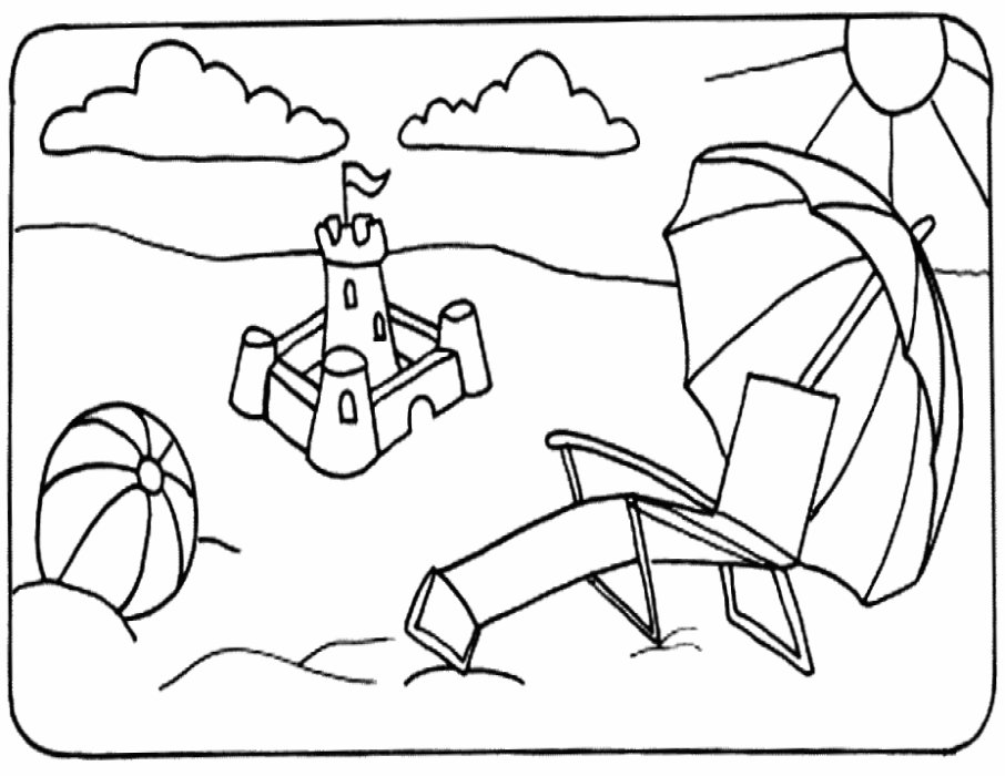 Beach printable coloring pages