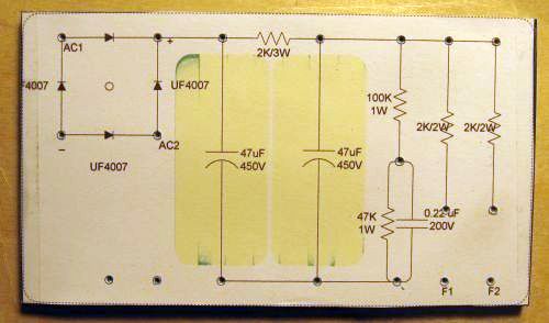 power
                              supply turret board - layout punched