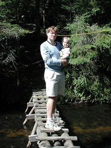 Anton and Will on the log bridge