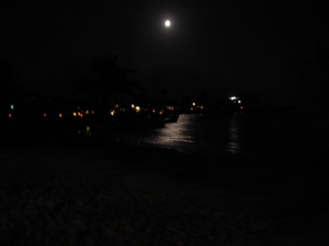 Moon over Akumal Bay from Lol Ha