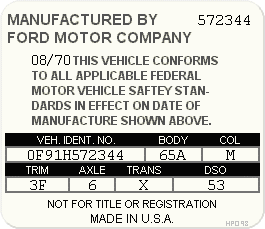 1970-1979 Dataplate
