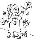 hild with butterflies Coloring Sheet
