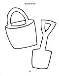 Coloring Sheet of a Shovel and Pail