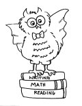 Owl on books Coloring Sheet