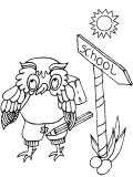 Owl going to school Coloring Sheet