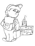 Child going to school Coloring Sheet