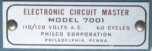 Philco
7001 VTVM nameplate