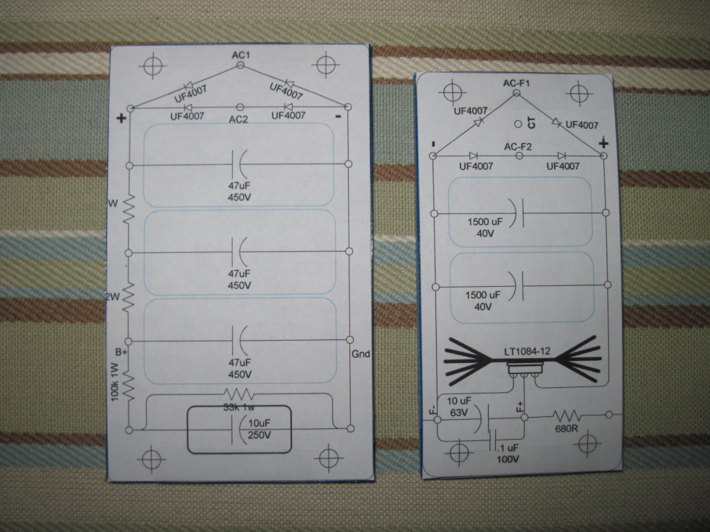 full sized layout is tapped to the board
                      for center marking