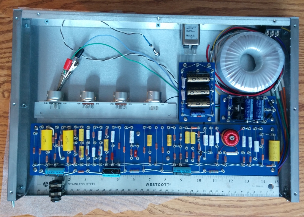 checking the fit in the chassis with the power
              supply and tube sockets