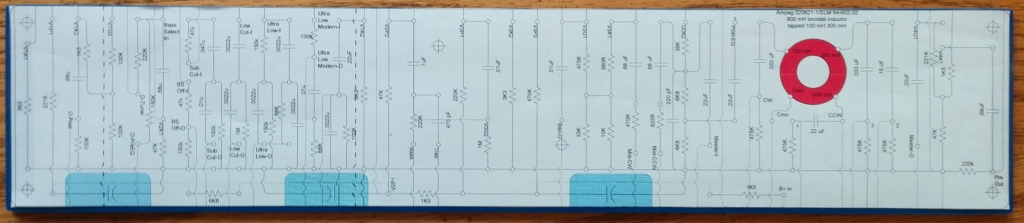 bass preamplifier main turret board with full-size
              layout template