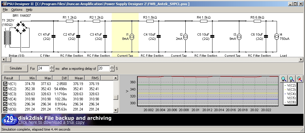 Duncan's Power Supply
                  Designer II screen capture