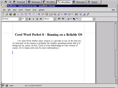 Corel Word Perfect 8 on Linux