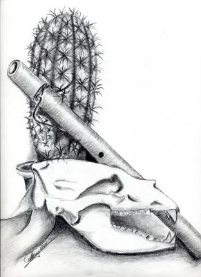Cactus, Flute & Skull