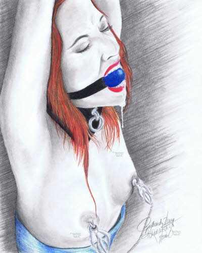 Redhead with Blue Ball Gag