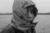 Karen weathering the rain on Two Island Lake (Grand Marais, MN) - 7/28/05