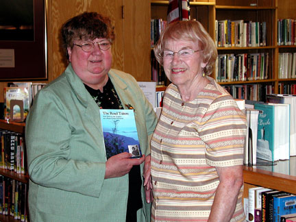 Image: Barb with her book and Jo Hughes
