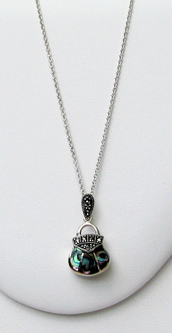 Image of Abalone & Marcasite Purse Necklace