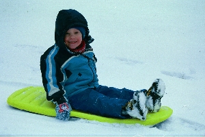you can see this sled in the snow