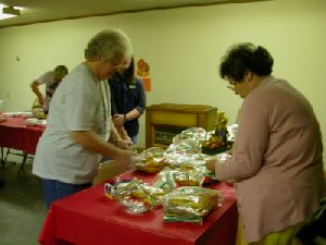 Some of our parishioners preparing our annual Community Thanksgiving Dinner.