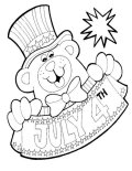 4th Of July Bear Coloring Sheet