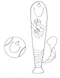 Coloring Sheet of a Bat and Ball