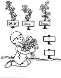 Girl with flowers Coloring Sheet