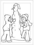 Snowman Building Coloring Sheet