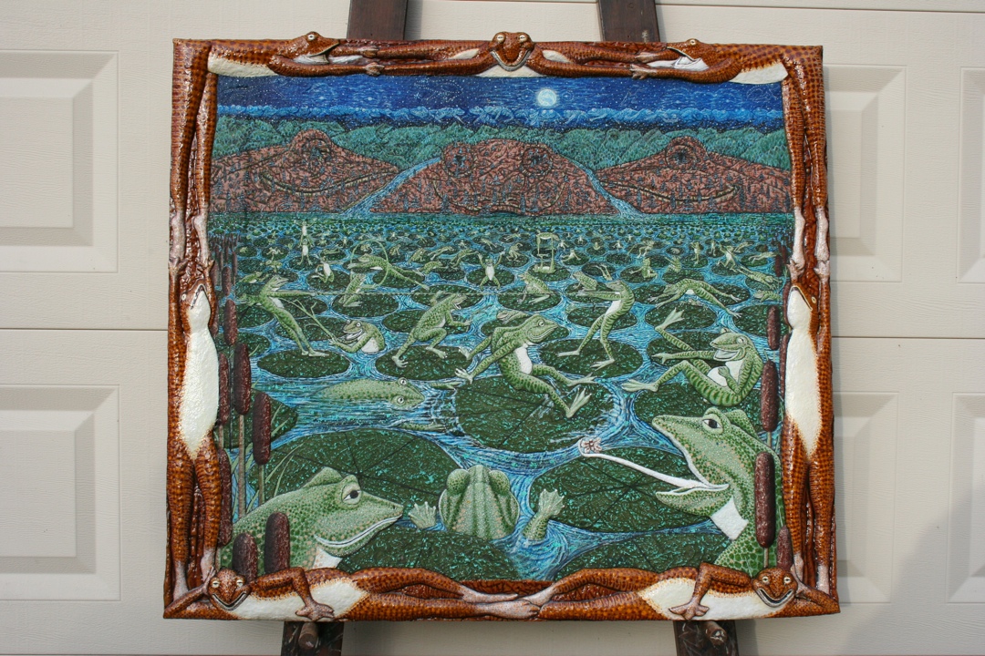 Frog Kingdom   Original Art Oil Painting  