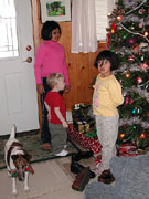 Image: Will, Katie, JC with Christmas tree