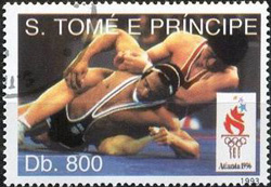 St. Tome wrestling stamp